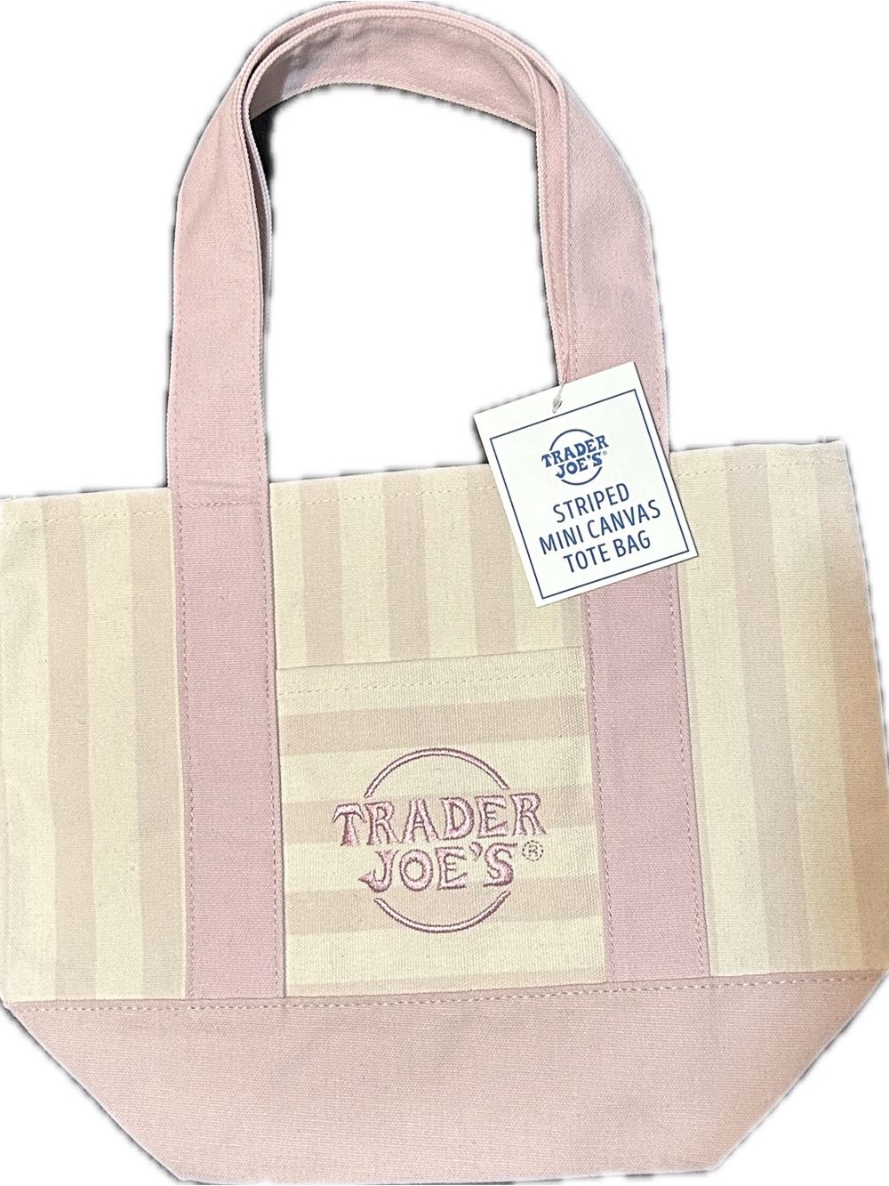 Trader Joe's Pink Stripe Canvas Tote